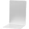 White, L-shaped bookend made of metal, rounded corners.