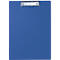 Blue clipboard with silver clip.