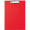 Red clipboard with silver clip. The board is empty.