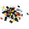 Pile of colorful binder clips in red, yellow, green, blue, black, and gray. Some are open, others closed.