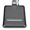 Dark gray, rectangular base with silver trim and a series of blue lights. A joint with cable is attached at the top.