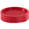 Red, round plastic holder with slightly raised edges.