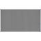 Grey pin board with a silver frame. Rectangular, horizontal. It's attached at the corners.