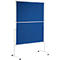 Blue, rolling whiteboard with white frame, horizontally divided.