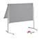 Gray, rotating pinboard with pen and accessories on a white background.