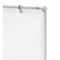 Close-up of a white board with bracket and logo.