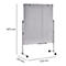 White freestanding whiteboard with silver frame and castors. Dimensions: 1875x1310x610mm.