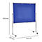 Blue, freestanding whiteboard with silver frame and wheels. Dimensions are indicated in the image: 1875 mm high, 1610 mm wide, and 610 mm deep.