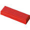 A red, rectangular block with beveled edges. Clear details and bright color.
