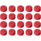 20 red cylindrical buttons on a white background.