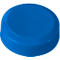 Blue round button with slightly beveled edge.