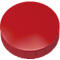 Red, round cap with grooved edge.