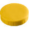 Yellow, round lid with a ribbed side.
