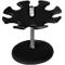 Black star-shaped pen holder with silver stem and round base.