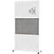 MAUL Stellwandsystem MAULconnecto, Steckmodule, 2x Akustikvlies hell, 1x Akustikvlies dunkel, Klettverbindung, auf Rollen, H 1800 x B 1000 mm, weiss