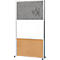 MAUL Système de cloisons MAULconnecto, 1 x voile acoustique foncé, 1 x tableau blanc, 1 x cloison en liège, sur roulettes, H 1800 x L 1000 mm, argenté