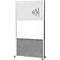 MAUL Système de cloisons MAULconnecto, 1x non-tissé acoustique clair, 1x non-tissé acoustique foncé, 1x tableau blanc, fixation velcro, sur roulettes, H 1800 x L 1000 mm, argenté
