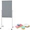Maulsolid presentatiebord, vilt grijs/witbord, H 1200 x B 750 mm + presentatiekaartenset met 360 kaarten en 200 pennaalden