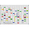 Whiteboard with grid. Labels, colored markers, and text blocks structure the surface.