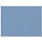 Rectangular, light blue notice board with a silver frame.