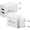 MediaRange 12W Schnellladeadapter, Eurostecker, 2x USB-A, weiß
