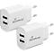 MediaRange 12W Schnellladeadapter, Eurostecker, 2x USB-A, weiß