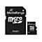 Schwarze SD-Karte mit Adapter und Micro SD-Karte. Beide sind mit „MediaRange“ und „Micro SD“ beschriftet.