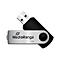 Ein silberner und schwarzer USB-Stick mit dem Schriftzug "MediaRange 32 GB".