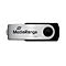 Silberner USB-Stick von MediaRange mit 32 GB Speicherkapazität. Der Stick hat eine schwarze Kappe und eine Öse.