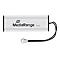 Clé USB argentée avec logo 'MediaRange' et lanière noire.