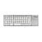 Silberne, faltbare Bluetooth-Tastatur mit deutschem QWERTZ-Layout und integriertem Touchpad rechts.