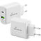 MediaRange Quick Charge Schnellladeadapter 43 W, Eurostecker, 1x USB-C und 1x USB-A, weiß