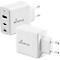 MediaRange Quick Charge snellaadadapter 65 W, Eurostekker, 2x USB-C en 1x USB-A, wit