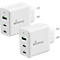 MediaRange Quick Charge snellaadadapter 65 W, Eurostekker, 2x USB-C en 1x USB-A, wit