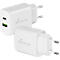 MediaRange Schnellladeadapter 25 W, Eurostecker, USB-A/USB-C, weiß