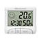 Digitales Medisana Thermometer und Hygrometer mit Anzeige von Temperatur, Uhrzeit und Feuchtigkeit.