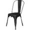 Chaise en métal noir, design minimaliste, dossier et assise.