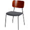 meet by Paperflow Chaise de bistrot LISA, rembourrée, piétement noir, placage noyer, housse en bouclé anthracite, lot de 2