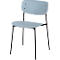 meet by Paperflow Chaise de bistrot SOHO, empilable, piétement noir, assise plastique bleue, lot de 2