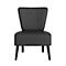 Fauteuil de cocktail noir avec quatre pieds sur fond blanc. Dossier avec 4 boutons.