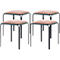 Meet by Paperflow Hocker Bistro, Stahl mit Samtbezug, Sitzhöhe 495 mm, B 420 x T 420 x H 495 mm, 4 Stück, schwarz/elfenbein