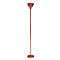 Pink floor lamp on white background. Cone-shaped shade, slender rod, round foot.