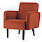 Meet® by Paperflow LISBOA fauteuil, bekleding van roestkleurig fluweel, onderstel zwart, B 710 x D 815 x H 830 mm