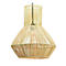 Bamboe hanglamp, langwerpige vorm. Licht hout, zwarte kabel.