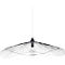 Suspension en fil noir. La lampe a une forme plate et ondulée et une seule ampoule.