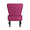 Rückansicht eines magenta Sessels mit dunklen Holzbeinen. Das Design wirkt minimalistisch und elegant.