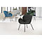 Verschiedene farbige Designer-Sessel mit Metallbeinen in einem Raum.