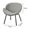 Grauer Sessel mit schwarzen Metallbeinen. Masse: 720 x 480 x 750 mm.