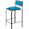 Meet by Paperflow Tabouret de bar Bistro, acier recouvert de similicuir, hauteur d'assise 850 mm, avec dossier, L 485 x P 435 x H 1060 mm, 2 pièces, noir/bleu