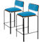 Meet by Paperflow Tabouret de bar Bistro, acier recouvert de similicuir, hauteur d'assise 850 mm, avec dossier, L 485 x P 435 x H 1060 mm, 2 pièces, noir/bleu